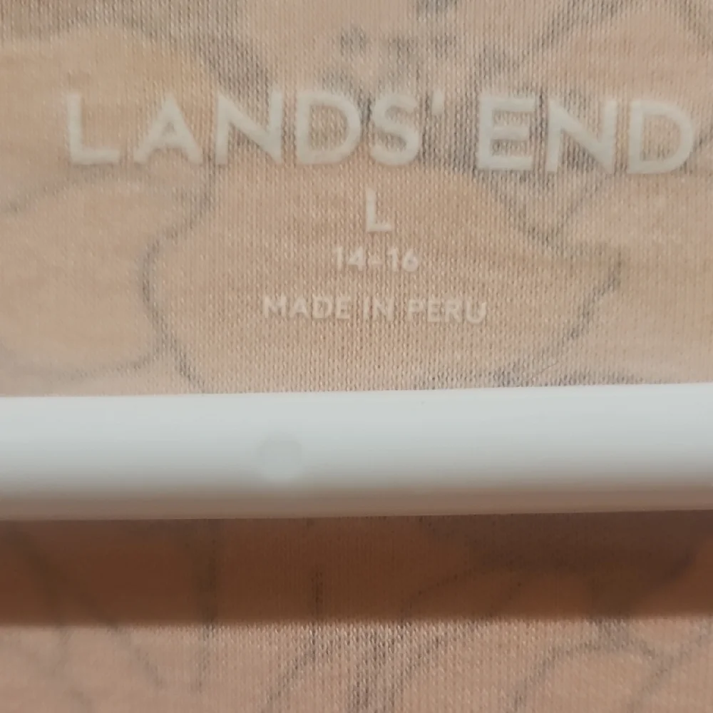 Lands' End Floral Long Sleeve Dress in Brown and Cream